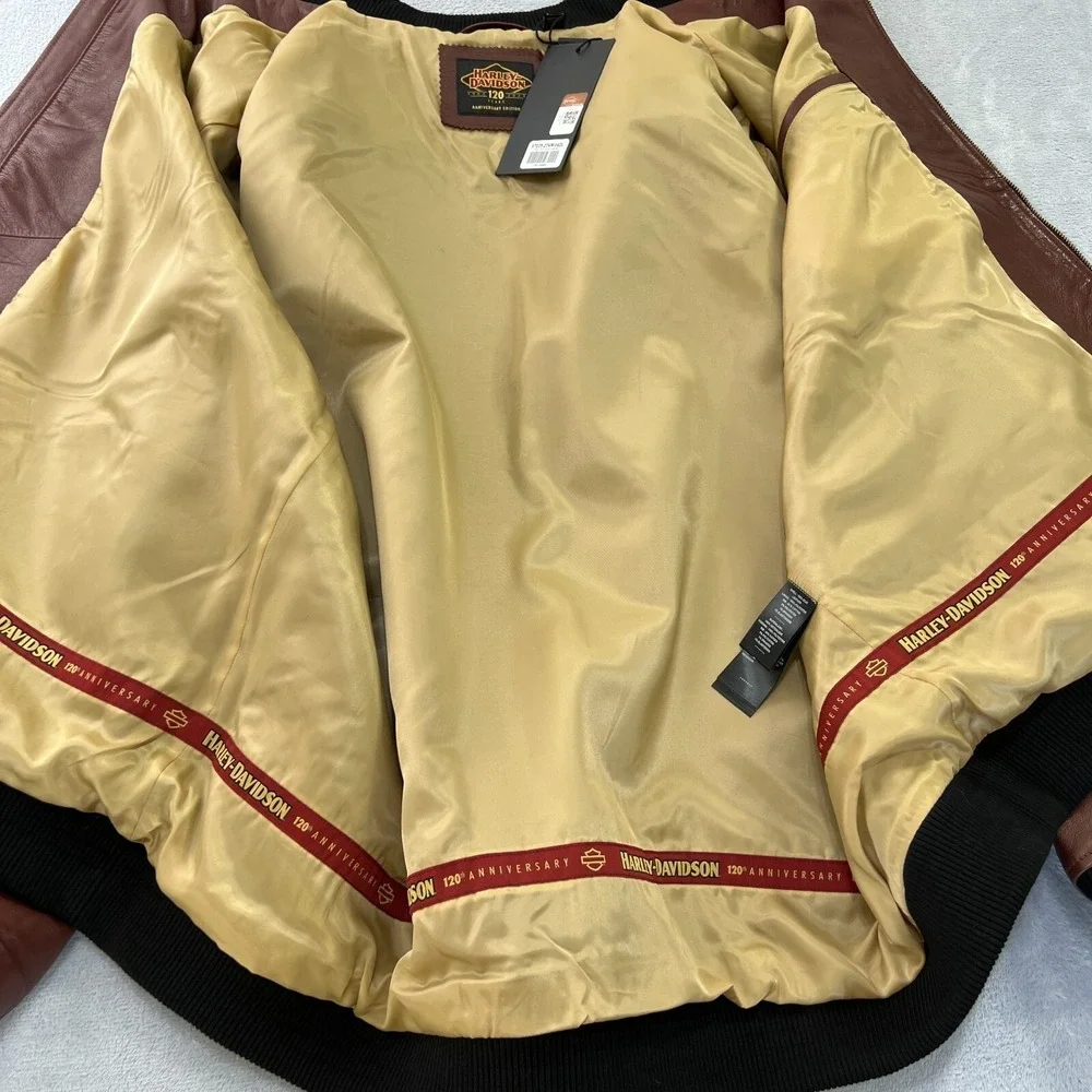 Harley-Davidson 120th Anniversary Leather Jacket 4XL Red Goat Skin‎ Bomber 2023